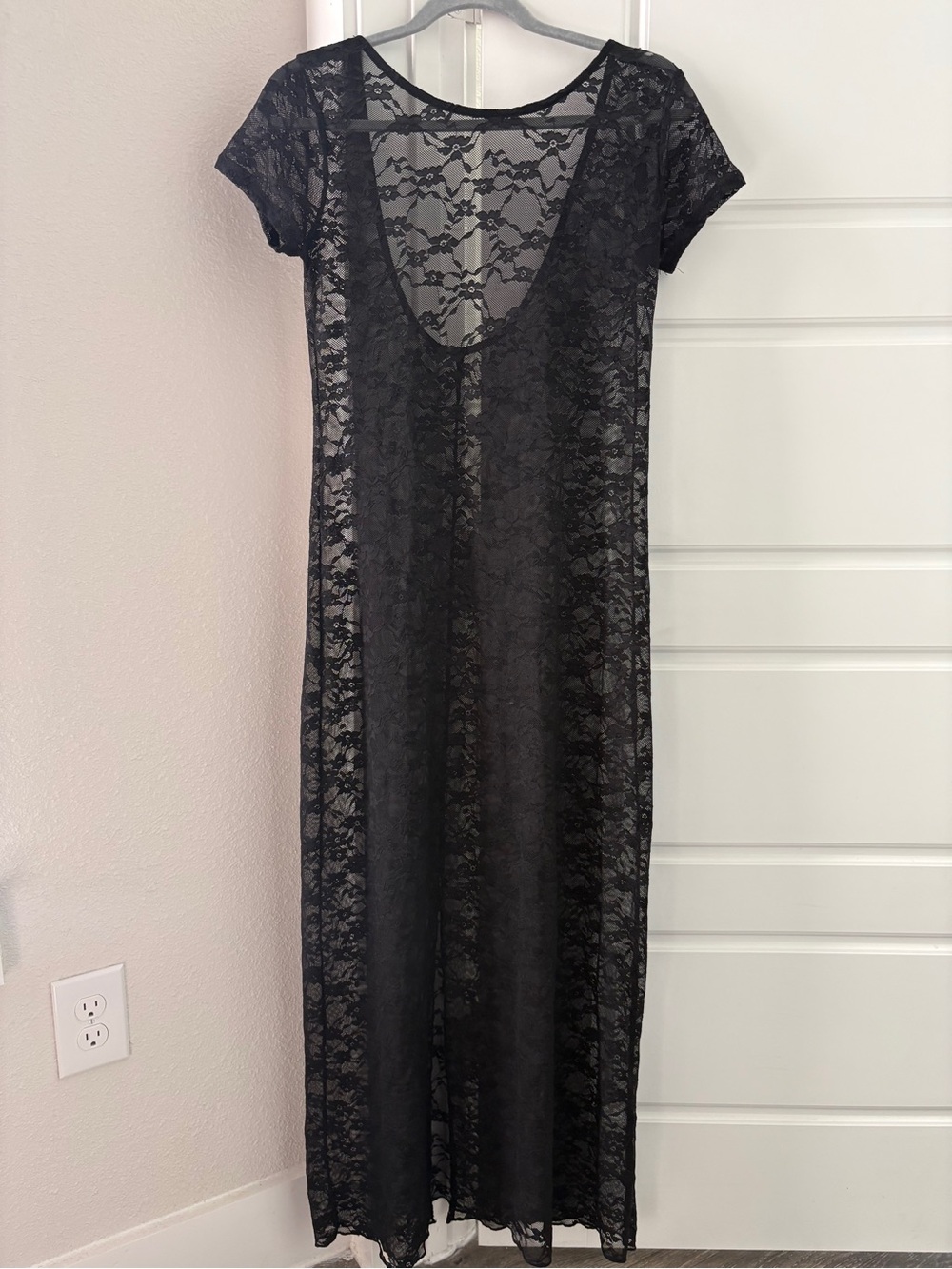 Black Lace Maxi Dress with Scoop Neckline